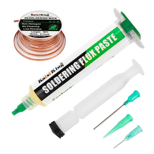 Kaisiking Solder Flux & Desoldering Wick for Electronics Soldering, Rework - size: 1+1kit