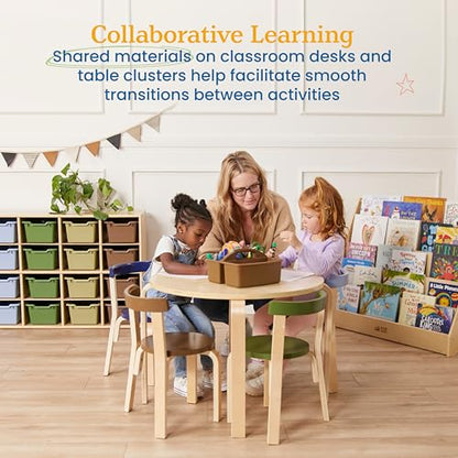 ECR4Kids 3-Compartment Small Storage Caddy Organizer, 6-Pack, Earthtone - color: Earthtone