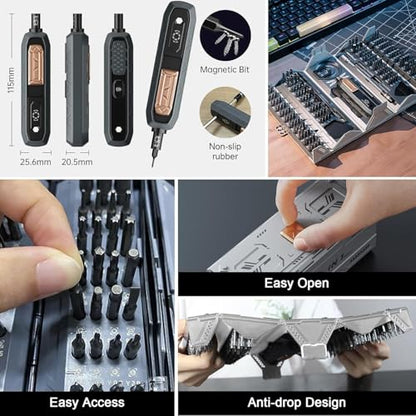 Electric Precision Screwdriver Set, 180 in 1 Cordless Screwdriver, 3 Torque Settings with 160 Magnetic Precision Bits for Computer, Laptop, iPhone, PS5, Xbox, Watch, Jewelry, Eyeglasses - size: 181 in 1