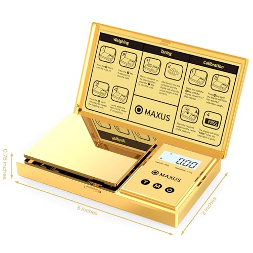 MAXUS Digital Gram Scale 200g x 0.01g, Gold Pocket Scale for Jewelry, Food - color: Gold