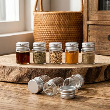 Coloch 100 Pack 5ml Glass Bottles with Aluminum Caps, Leak Proof