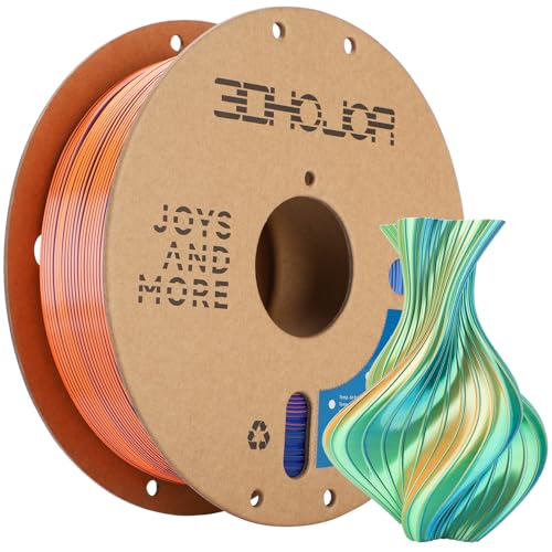 Silk PLA Filament 1.75mm Blue Orange Green Triple Color PLA 3D Printer Filament 3 in 1 Coextrusion 1KG Spool(2.2lbs) 3D Printing Filament Dimensional Accuracy +/- 0.03mm - color: Blue Orange Green