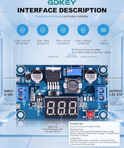 3PCS LM2596 DC-DC Buck Converter Module, Adjustable Step-Down Vol with LED - size: 3 PCS