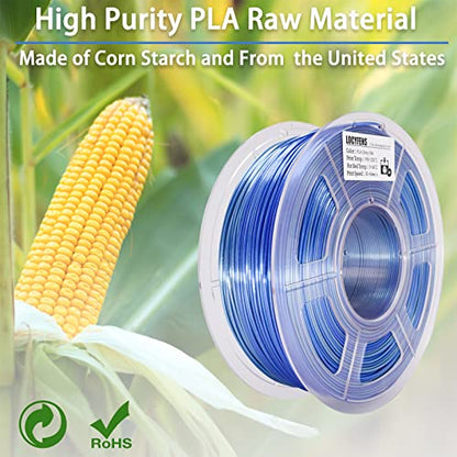 PLA 3D Printer Filament, PLA Filament Silk Silver Shiny Blue PLA Filament 1.75mm +/- 0.02mm, 3D Printing Filament 1kg/2.2lbs - color: Silk Shiny Blue Silver
