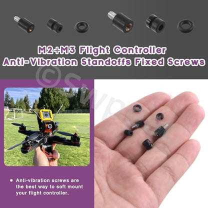 Swpeet 24Pcs M2 M3 Rubber Flight Controller Anti-Vibration Fixed Screws Damper Balls Washer O Rings Assortment Kit, Hardware Spacer Standoffs Soft Mount Vibration Shock Absorber for Flight Controller - size: Assortment Kit