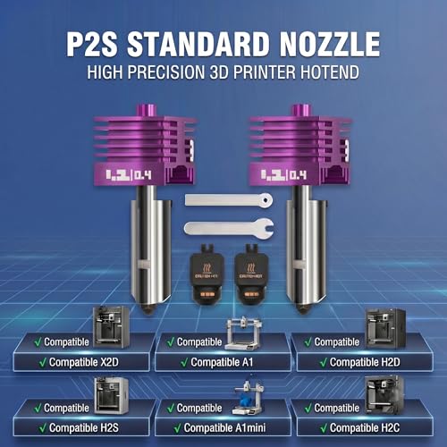 2PCS 0.6MM Hotend Kit for Bambu Lab P2S/H2D/H2C/H2S/X2D/A1/A2L/A1MINI - color: Purple, size: 0.6mm