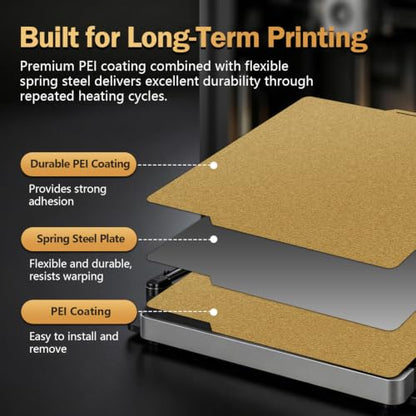 P2S Build Plate for Bambu Lab X2D/P1S/P1P/A1/X1C 257.5x257.5mm PEI Sheet - color: Gold