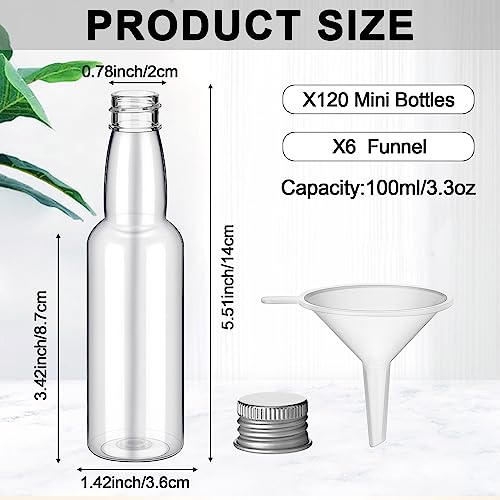 3.3 oz 120 Pcs Mini Liquor Bottle Plastic Alcohol Bottle, Silver - color: Silver, size: 3.3 oz