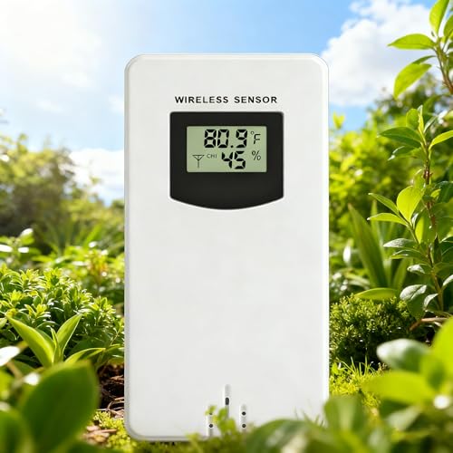 Digital Indoor Outdoor Wireless Remote Sensor, Temperature and Humidity Meters, Sutible for Weather Station with Rain Gauge (3378R) - color: Sensor for Weather Station