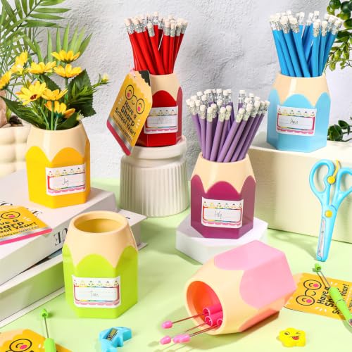 6 Pack Colorful Back to School Pencil Holders for Teacher Classroom Decor