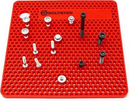 Boltster Original Silicone Fastener Organizer Tray, Bolt and Screw Holder for Mechanics, Automotive, Industrial and DIY Projects, Heat and Chemical Resistant, Red - color: Red
