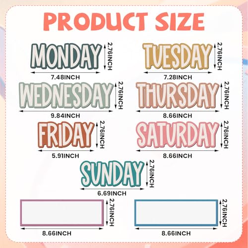 Ireer 9 Pcs Days of the Week Magnets for Whiteboard Calendar,Boho - color: Boho