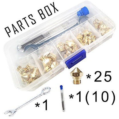 MK10 Nozzles 25 pcs 0.4mm 3D Printer Extruders Brass Nozzles - size: MK10 Brass, style: Kit: 0.4 Nozzles
