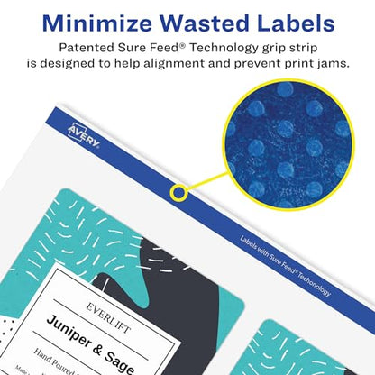 Avery® Matte White Removable Rectangle Labels, Sure Feed® Technology, 3-1/3" x 4", 90 Removable Labels, Laser/Inkjet Printable - style: 90 labels