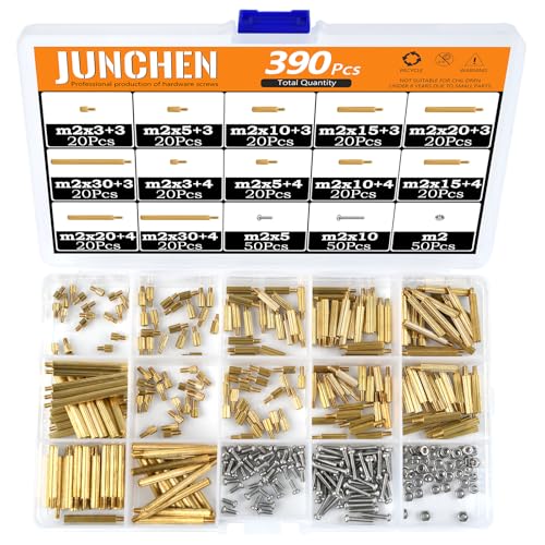 M2 Knurled Brass Standoff Spacers Nuts Screws Kit,240pcs M2 Male Female Metric Thread Round Spacer Screw Nut Bolt Motherboard Spacer for DIY Computer Build, Electronic Projects, Circuit Board - size: M2 Knulred
