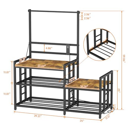 3D Printer Table with Filament Storage 3D Printer Stand with Power Outlet,Heavy Duty 3D Printer Desk for ABS, PLA, TPU Filament Spools, Home Offices and Studios Retro Brown - color: Rustic Brown