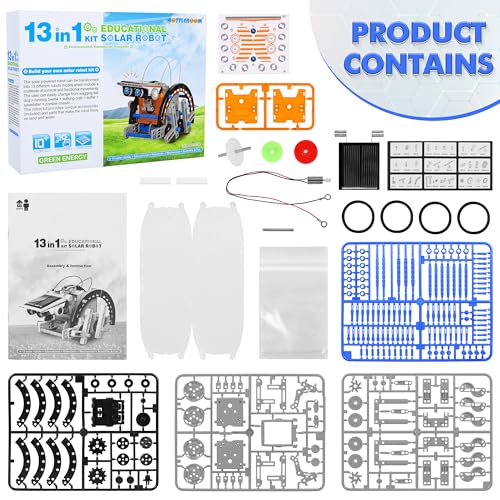 STEM 13-in-1 Education Solar Power Robots Toys for Boys Age 8-12 - color: Blue Gray
