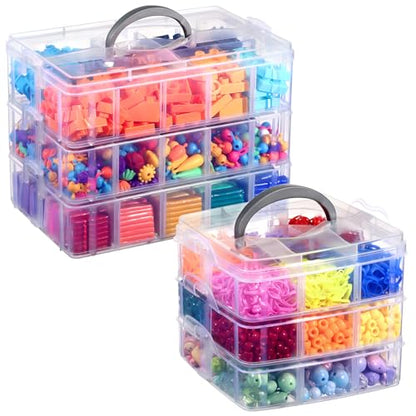 Bead Organizer, Funtopia 2 Pack Craft Storage with Removable Dividers