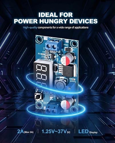 LM2596S Adjustable DC-DC Buck Converter Power Supply Module with Digital Voltage Meter Display Input 4-40V Output 1.25-37V 3A (Pack of 3) - style: 3PCS