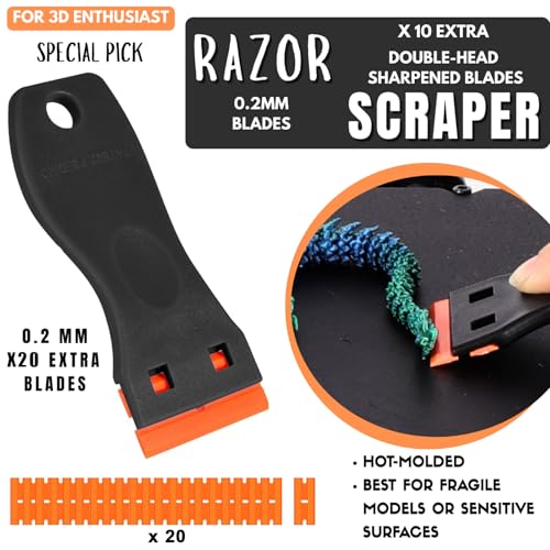 High-Quality 3D Printer Tool Removal Scraper Kit, 4 Types of Sharpened Blades & 20 Extra Blades, 3D Printer Scrapers for Fast Separation Large Medium Small Models, Great 3D Printer Accessories Gifts - style: 4-IN-1 Versatile Spatula