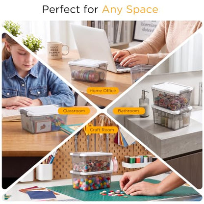 Citylife 10Packs 1.3Qt Small Storage Bins with Lids,Stackable Clear - color: Clear Grey, size: 1.3 QT(10 Pack)