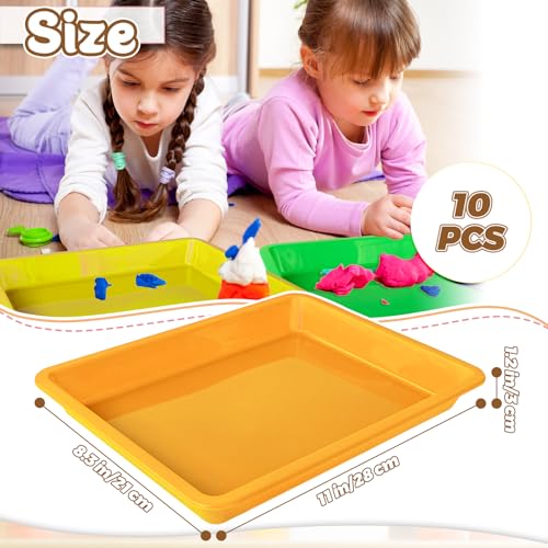 10 Pack Multicolor Plastic Art Trays,10 Colors Activity Crafts Tray,Colorful Art Organizer Trays,Art Serving Tray for DIY Projects,Painting,Beads,Home School Crafts - style: 10PCS 10 Colors