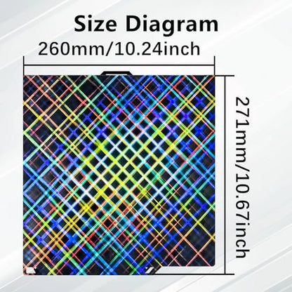 Skynet+Flake Holographic CC Plate for ELEGOO Centauri Carbon Build Plate 260x271mm(Daul-Sided), Heatbed Flexible Spring Steel Sheet, High Temperature Resistance, Strong Adhesion & Easy Model Removal - style: Centauri Carbon Holographic Plate(H11H)