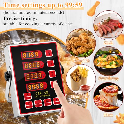Relaxweex 1 Pack Commercial Digital Kitchen Timer for Cooking, 4 Channel - color: Black, size: 4 Channel