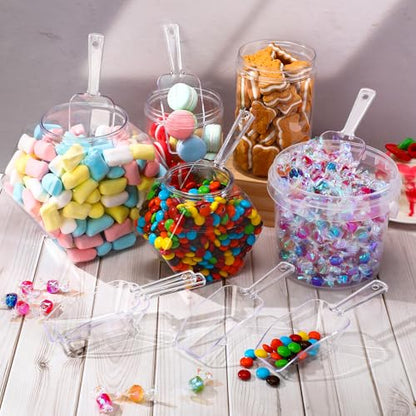 Hestya 4 Pcs Multi Purpose Clear Plastic Scoops for Candy Buffet, 6.69 Inch