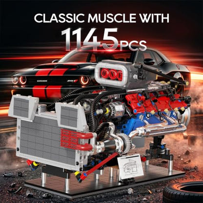 V8 Engine Model Kit that Runs, 1145PCS Advanced Muscle Engine Kit