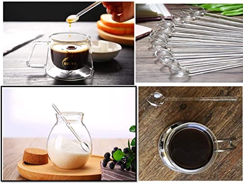 Demitasse Espresso Spoons, Mini Coffee Spoon, 4.33 Inches Glass Small Spoons for Tea, Stirring Rod Mixing Spoon, Set of 6 (clear 2) - color: clear 2