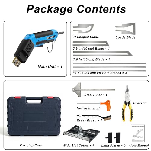 【New Model】 Foam Cutter Electric Hot Knife, Foam Cutting Tool Kit,Air Cooled 200W Styrofoam Cutting Tool Kit for Cutting Foam Board Insulation, EPP, EPS, XPS, EVA - color: blue Air-cooled Version