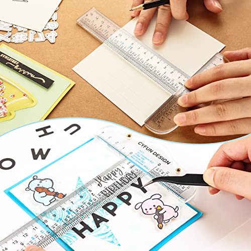 9 Pack 6 Inches Acrylic Clear T-Square Ruler,T Square Ruler, Transparent, T Ruler, for Crafting Drafting and General Layout Work Art Framing & Drafting Scrapbooking Inches & Metric Measuring Tool - color: 9 PCS T-Shape Ruler