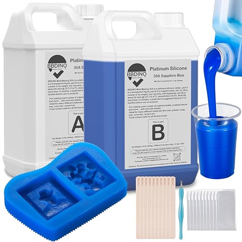 BBDINO Silicone Mold Making Kit 30A Platinum Liquid 2 Gallons Sapphire Blue - size: Sapphire Blue 282 Oz