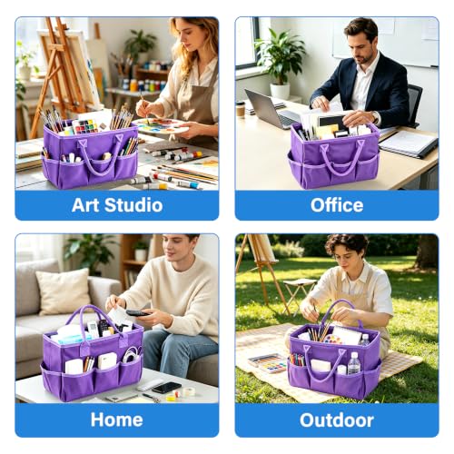 ZKOO Art Craft Organizer Tote Bag, Desktop Tote and Organizer Purple - color: Purple