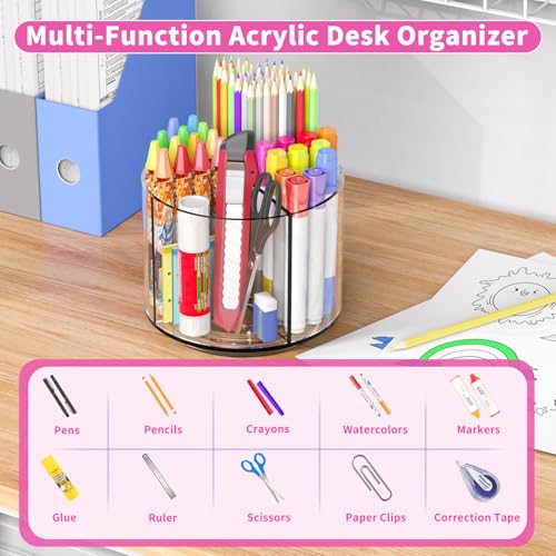 Small Pencil Organizer for Desk Acrylic Art Organizer Clear 4 Compartments - size: Medium no handle