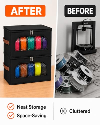 2 Pack Filament Storage Box, Premium 3D Printing Filament Holder Container