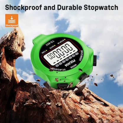 Stopwatch Timer, Digital Stop-Watch for Sports, Green - color: Green