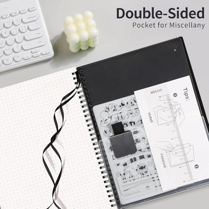 AHGXG Dotted Journal, Grid Spiral Notebook, 140 Pages, B5 (7.6" x 10") - color: Black, style: B5-Dotted