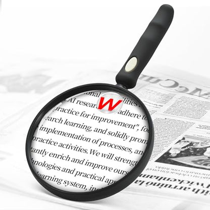10X 30X Handheld Magnifying Glass for Reading, Upgrade 110mm Large Magnifying Glass with Non-Slip Handle, Scratch Resistant Lens, Magnifiers for Close Work Reading Newspaper Hobby Observation(4.3in)