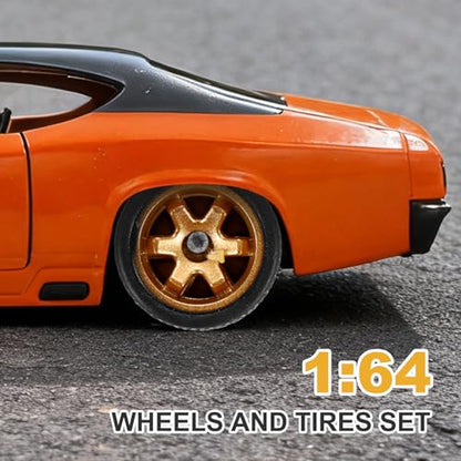 MECCANIXITY 4 Set 1/64 Wheels and Tires Set, Real Riders Rims Includes Axles for RC Diecast Car DIY Model, Silver Bronze White Gray Rims - color: Silver Bronze White Gray Rims