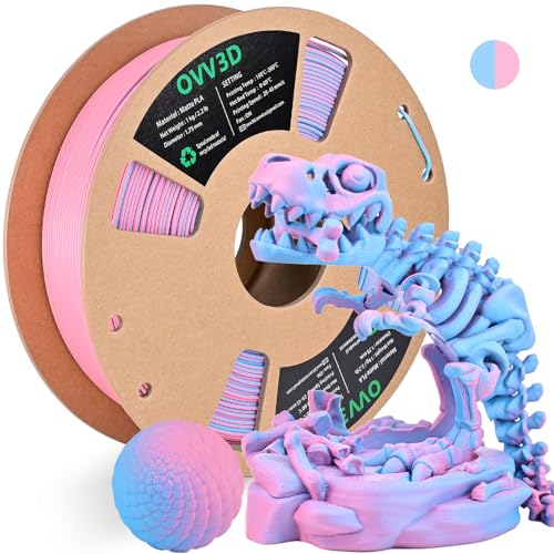 OVV3D PLA Filament 1.75mm, Matte Macaron PLA 3D Printer Filament，Dual Color PLA Sky Blue and Pink, +/-0.02mm 1kg - color: Dual-color Matte Sky Blue+ Pink