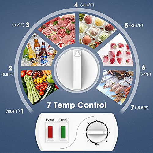 LifePlus Chest Freezer, Compact Deep Freezer 7 Adjustable Temperature with Removable Basket, Top Open Door Freezer Upright for Apartment Home (4.2 cu.ft.) - color: white