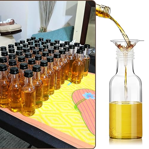 YZXODN 50 Pack 1.7oz Mini Liquor Bottles with Labels, Plastic Alcohol Bottles, Airtight Shot Bottles, Little Spirit Bottle with Funnel, Black Caps, Juice Bottle for Cocktail, Party Favors, Weddings - size: 50 pack