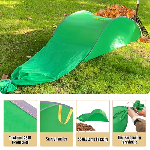 UQM Leaf Collector, Portable Pop Up Leaf Bags, Foldable Leaf Pick Up Tools - color: Green-Upgraded Large capacity