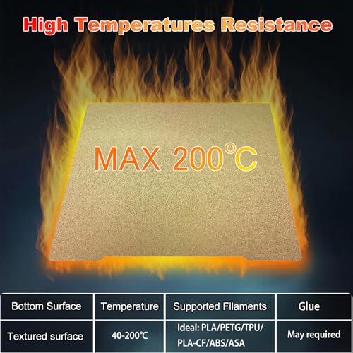 254x241mm Gold PEI Build Plate for Prusa I3 MK3/MK3S/MK3S+/MK2.5S, Double Sided Textured PEI Flexible Spring Steel Platform Heated Printing Bed for Prusa I3 MK3/MK3S/MK3S+/MK2.5S 3D Printer - size: 254x241mm