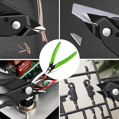 Ainiv Wire Cutters, 1PCS Spring-loaded Side Cutters Flush Diagonal Cutters - color: Green Wire Cutter-1pcs, size: 1pcs