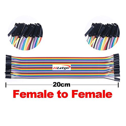 HiLetgo 200pcs/5x40pcs Breadboard Jumper Wires with Male Pin or Female Pin 2.54mm 2.0mm Male Female Pin Mutual Transfer Length 20CM Electronic Jumper Cables Assortment Kit for DIY - size: Small