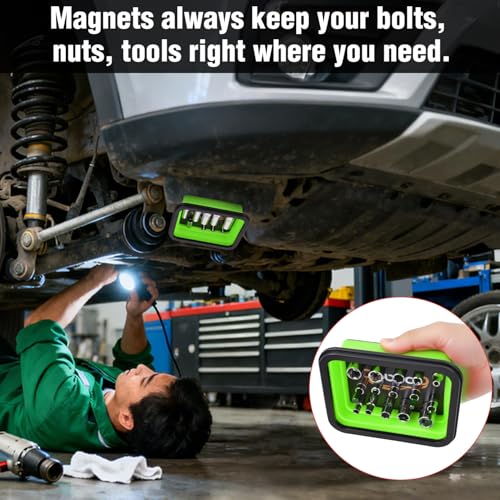 GOOACC 3 Sizes Collapsible Magnetic Parts Tray Set Green - color: Green