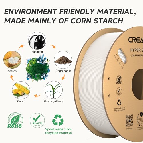 Official CREALITY Hyper PLA Filament 1.75mm White 2KG, 30-600mm/s High Speed PLA Rapid 3D Printer Filament, 2 Pack 1kg Spool(2.2lbs), Dimensional Accuracy +/-0.02mm, Fit Most FDM 3D Printer - color: White & White